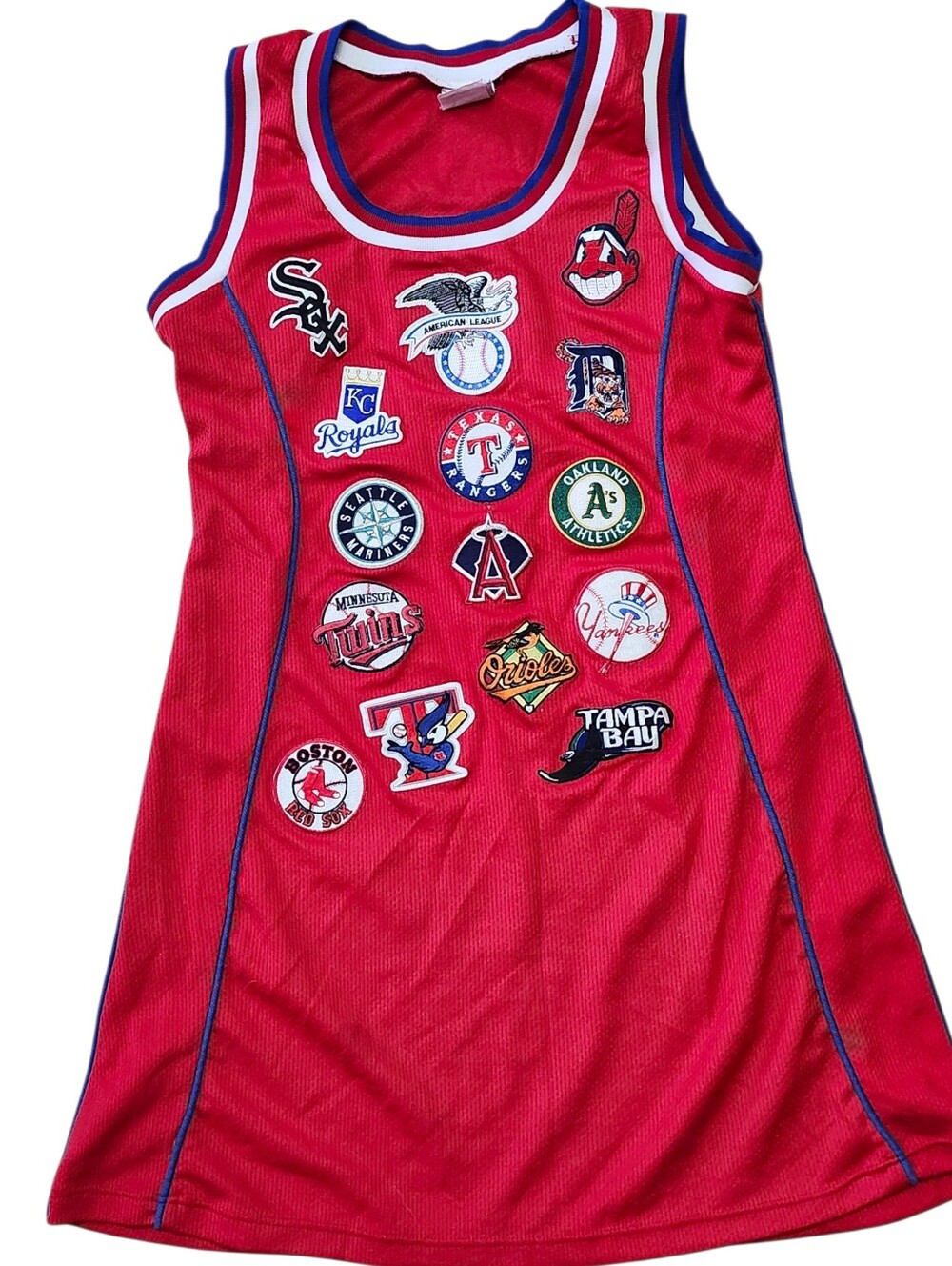 MLB 5th & Ocean Red American League Multi-Patch Jersey Mini Dress. Sz. M